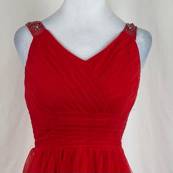 JJ’s House Sheer Red Beaded Evening CastleCore Glam Midi Dress NWOT Size S - Picture 3 of 14